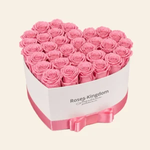 flower box srdcovy deluxe - biela - ruzova > trvácne kvety v boxe
