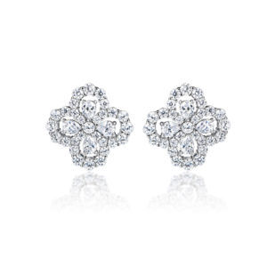 nausnice stvorlistok Four Diamonds styri zirkony striebro