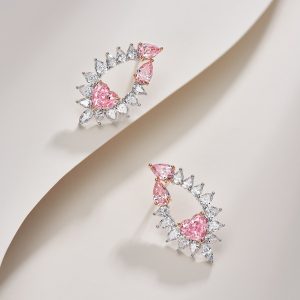 nausnice s ruzovym kamenom Pink Sun striebro 925