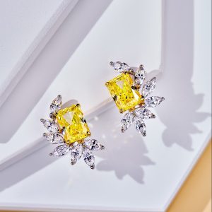 nausnice s lucovym osadenim Yellow Sun 2 ct zlty zirkon