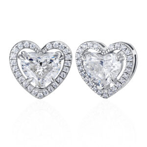 nausnice s kamenom v tvare srdca Framed Heart 1 ct