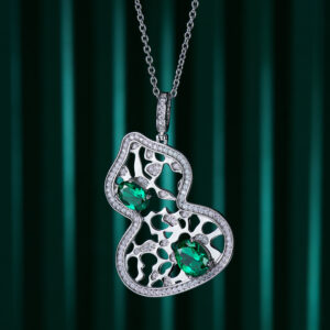 retiazka so zelenymi kamenmi Oriental Charm striebro 925